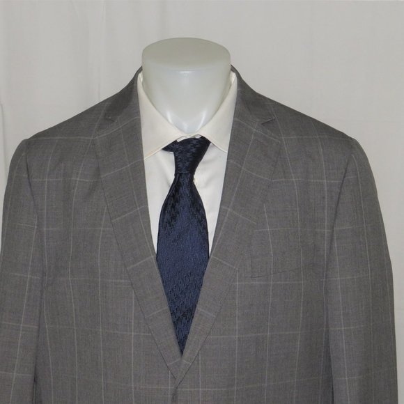 Trunk Club Custom Gray Windowpane Plaid Flat Front Two Button Suit 44R - Picture 5 of 15